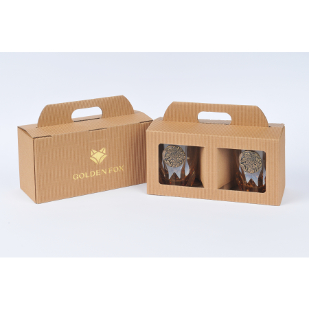 GOLDEN FOX SZKLANKI DO WHISKY AMBER FIRE  WILD BOAR GOLD - 2 SZT